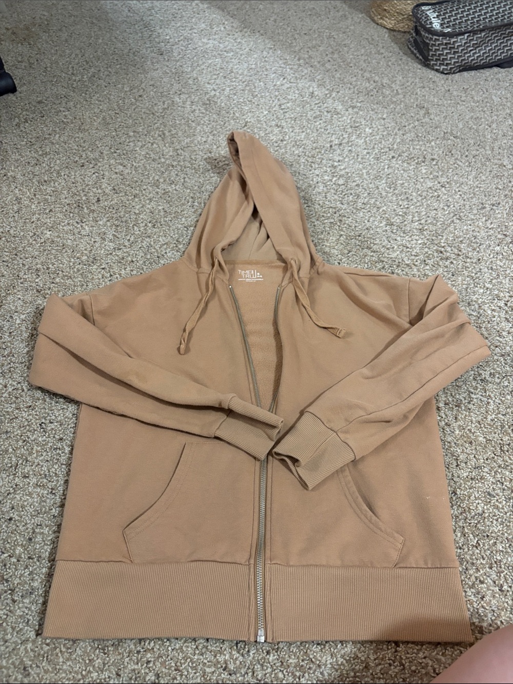 Time and Tru Brown Full-Zip Hooded Sweatshirt